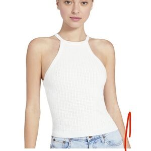 Alice & Olivia NWT Soft White Heidi Pointelle Halter Top